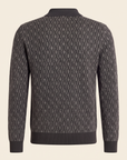 FERRANTE MERINO WOOL DIAMOND JACQUARD FOUR-BUTTON POLO – DARK CHARCOAL - Ghost Mannequin Back