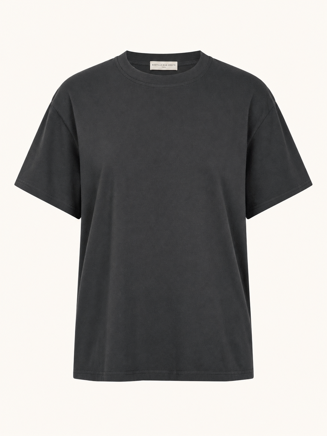 Bastille Damasc Printed T-Shirt Sel — Black — Ghost Mannequin Front