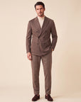 FRADI SLJ Double-Breasted Jacket – BROWN - Full Three Quarter