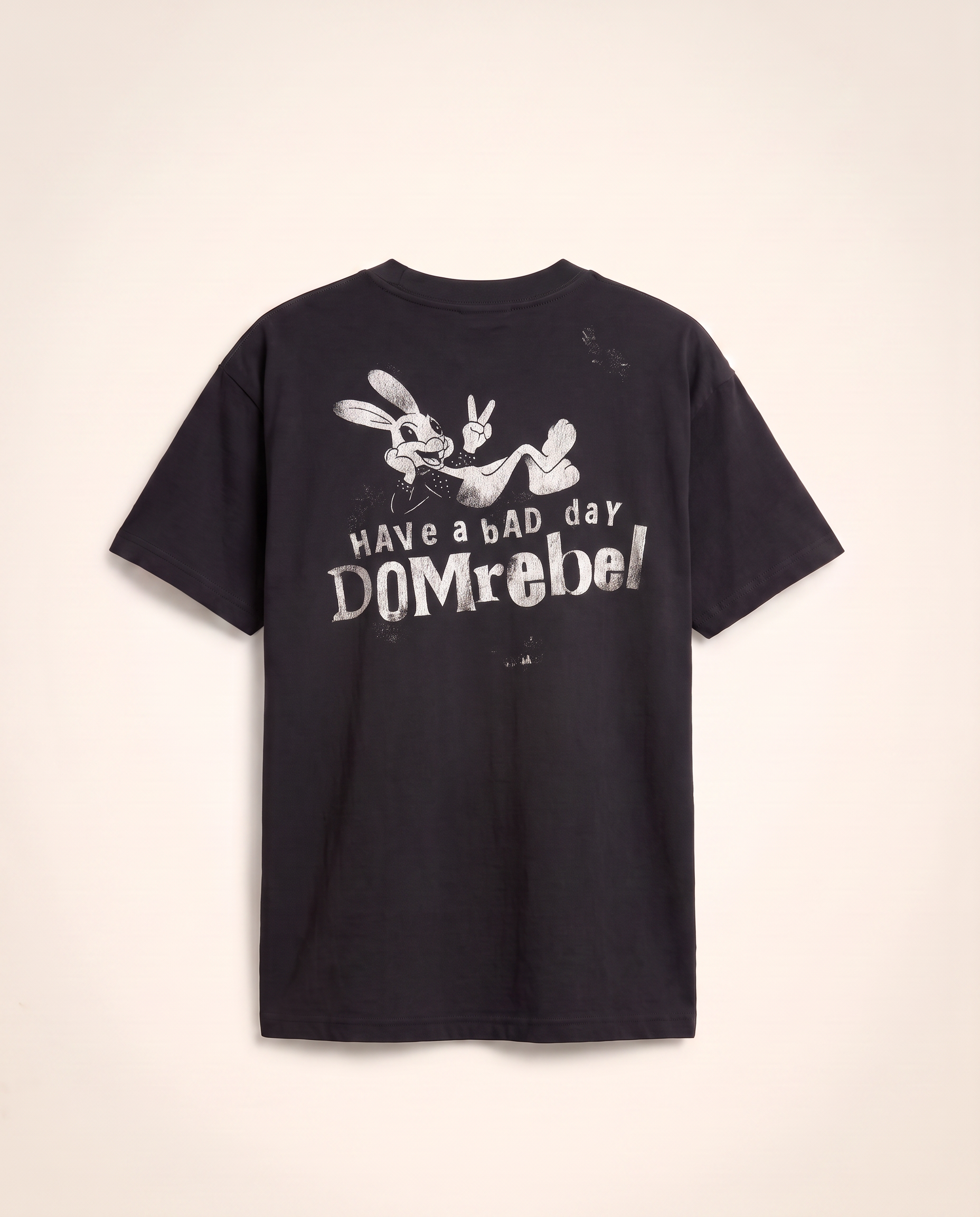 BAD BUNNY T-SHIRT - DOM REBEL – BLACK - Ghost Mannequin Back