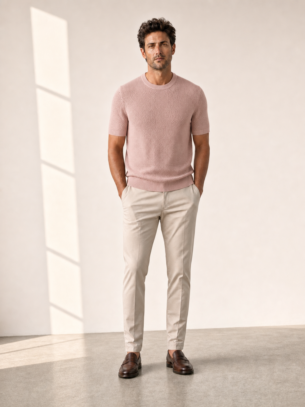 Ferrante Pima Cotton Perforated T-Shirt – Pink - Hero Front