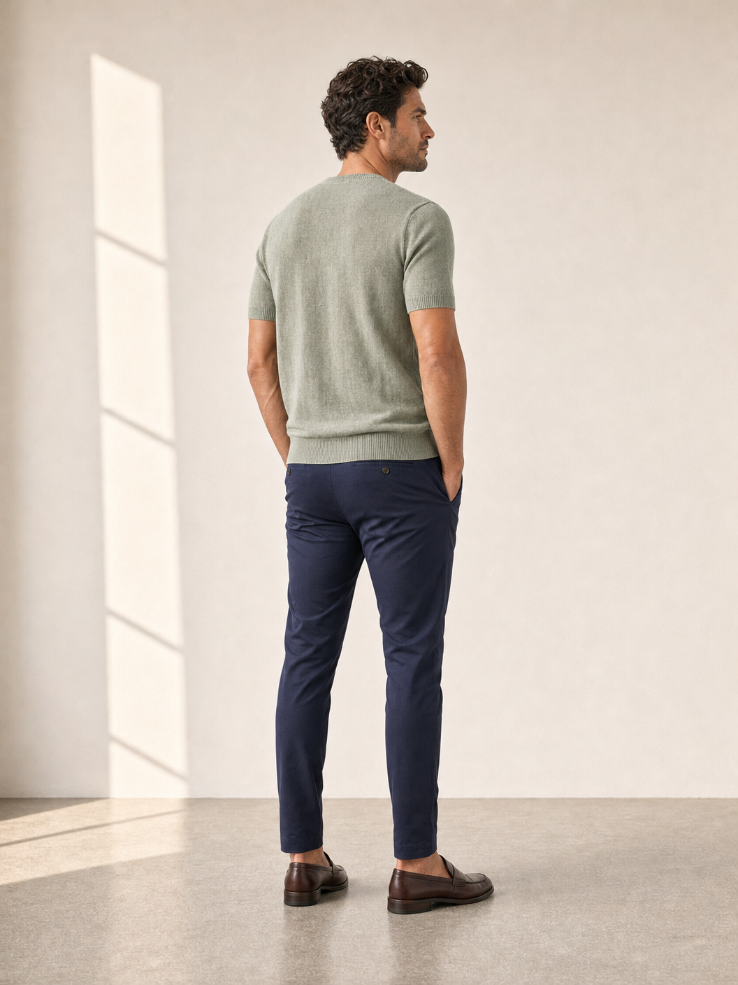 Ferrante Linen T-Shirt – Sage - Back Angle