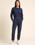 Brushed Pima Cotton Tapered Pant – DARK NAVY - Full Front Model