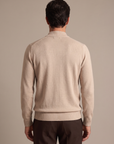 FERRANTE ESSENTIAL GARMENT-DYED MERINO MOCK NECK – LIGHT SANDY BEIGE - Mid-body Back