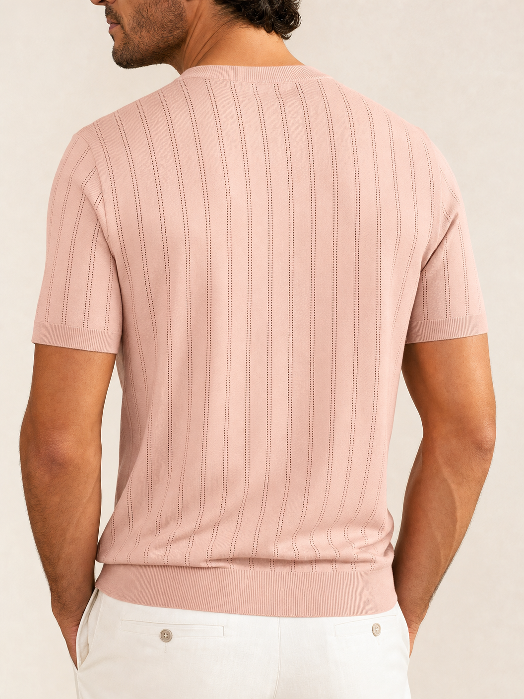 Ferrante Pima Cotton Perforated T-Shirt Pink - Image 4