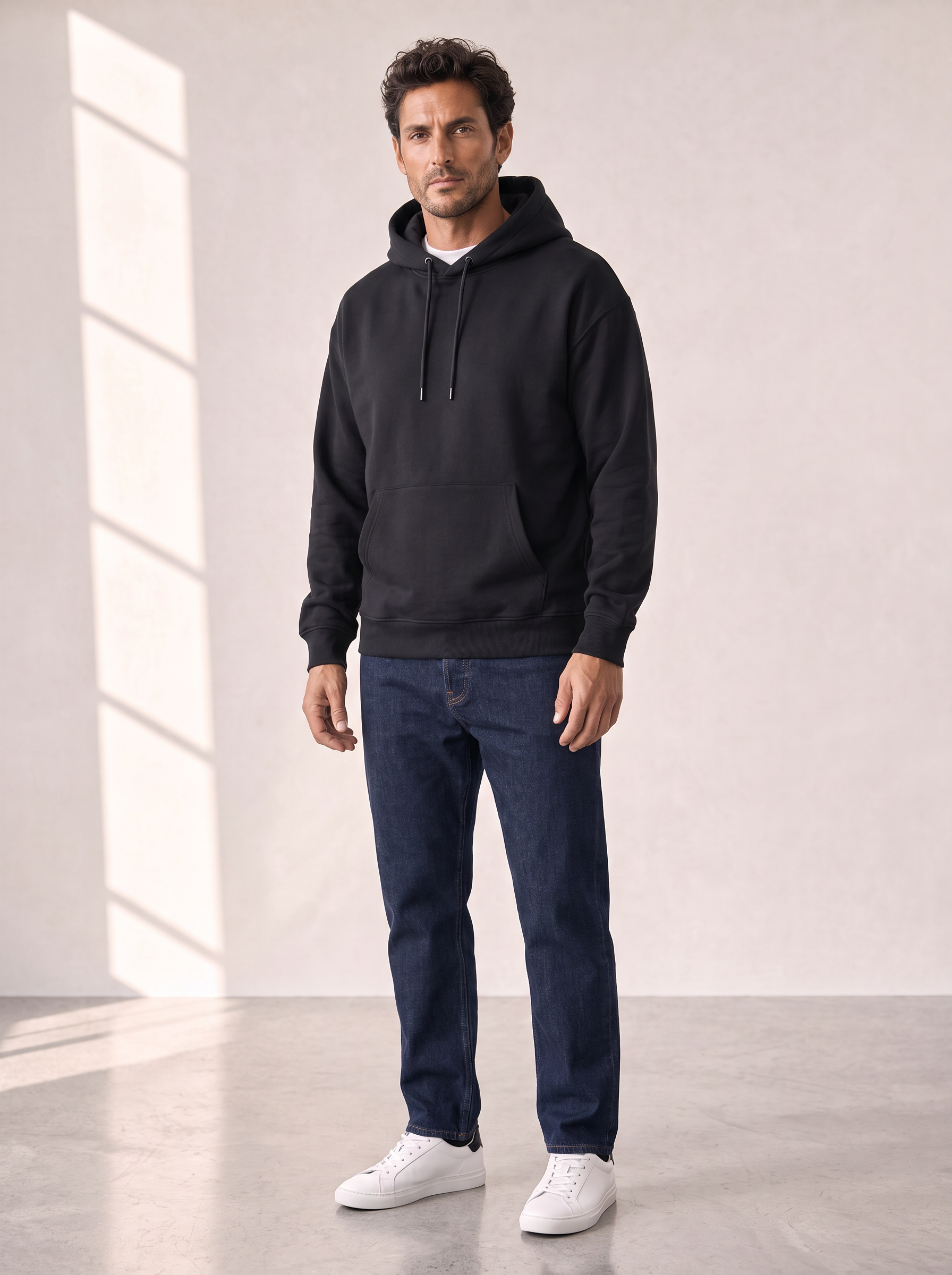 I AM MUSIC SILK PRINT HOODIE - BASTILLE – BLACK - Full Body Front