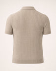 Gran Sasso Cotton Cable Knit Full-Button Polo – Mushroom - Ghost Back