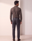 GORDON SC VIRGIN WOOL SHIRT – DARK BROWN MELANGE - Full Body Back