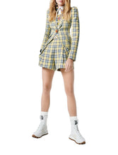 Load image into Gallery viewer, Plaid Pouf Sleeve One Button Blazer - SMYTHE
