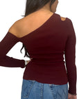 Slash One Shoulder Top - AUTUMN CASHMERE