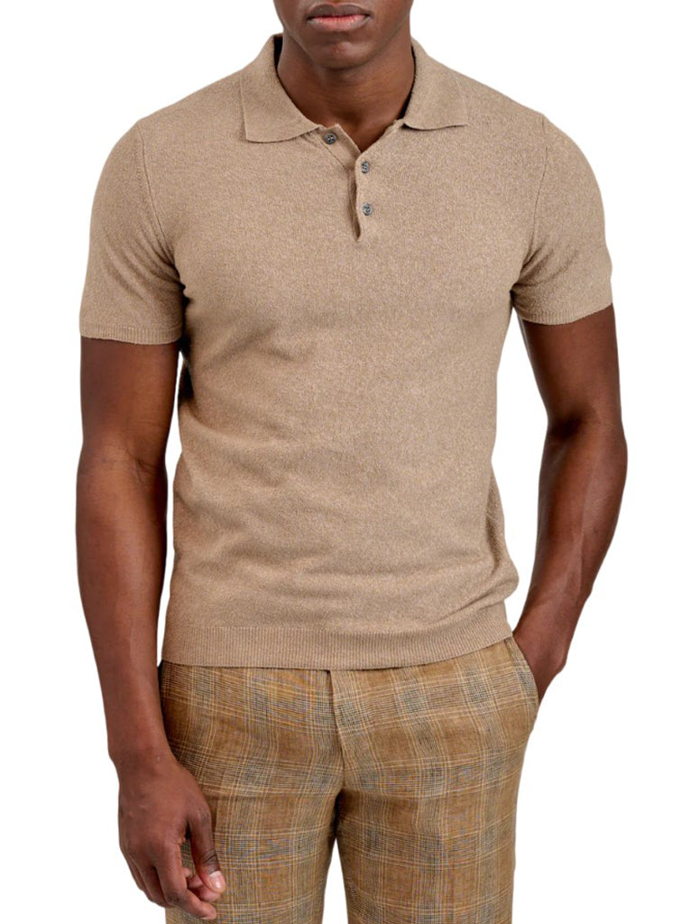 TERRY KNIT POLO - SAND