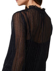 Tomei Lurex Striped Chiffon Peasant Blouse - VELVET